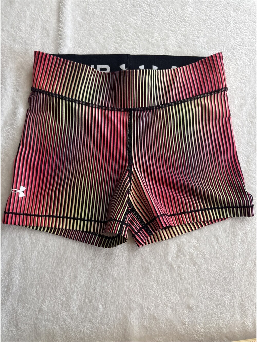 Under Armour Womens Compression Shorts Md Striped Colorful Athletic Bike Volley